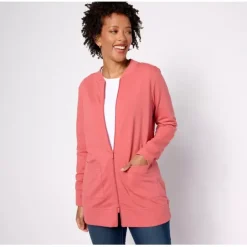 Active Petite French Terry Tunic Jacket w/ Ribbed Trim - a world of fashionable women's clothing, including a wide selection of dresses and trendy accessories.< Fashion