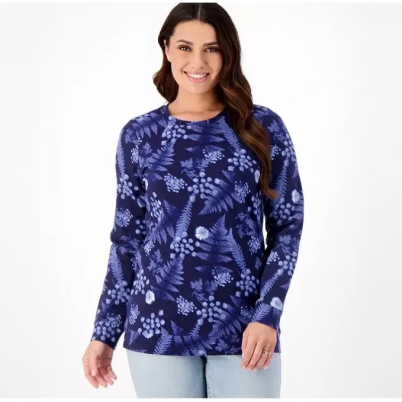 Active Printed French Terry Round Neck Pullover - a world of fashionable women's clothing, including a wide selection of dresses and trendy accessories.< Fashion