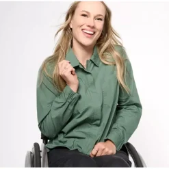 Adaptive Collared Shirt with Side Slits - a world of fashionable women's clothing, including a wide selection of dresses and trendy accessories.< Fashion