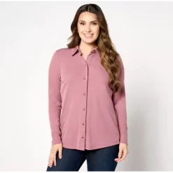 Adaptive Rib Knit Button Front Blouse - a world of fashionable women's clothing, including a wide selection of dresses and trendy accessories.< Dresses