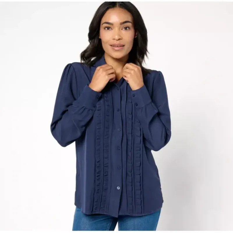 Adaptive Ruffle Front Puff Sleeve Top - a world of fashionable women's clothing, including a wide selection of dresses and trendy accessories.< Dresses
