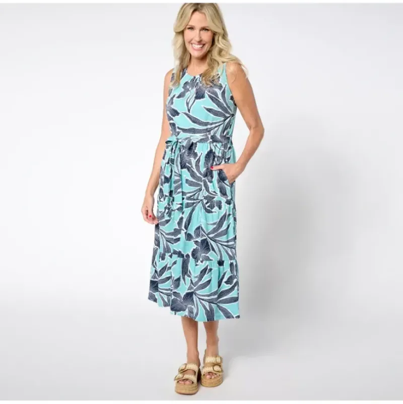 Adaptive Slub Jersey Tiered Midi Dress - a world of fashionable women's clothing, including a wide selection of dresses and trendy accessories.> Shop