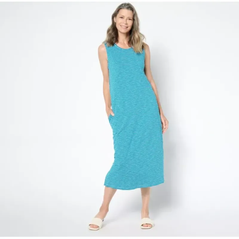 Adaptive Texture Knit Midi Tank Dress w/ Keyhole Back - a world of fashionable women's clothing, including a wide selection of dresses and trendy accessories.< Dresses