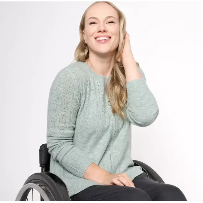 Adaptive Zipper Pointelle SweaterCardigan - a world of fashionable women's clothing, including a wide selection of dresses and trendy accessories.< Fashion