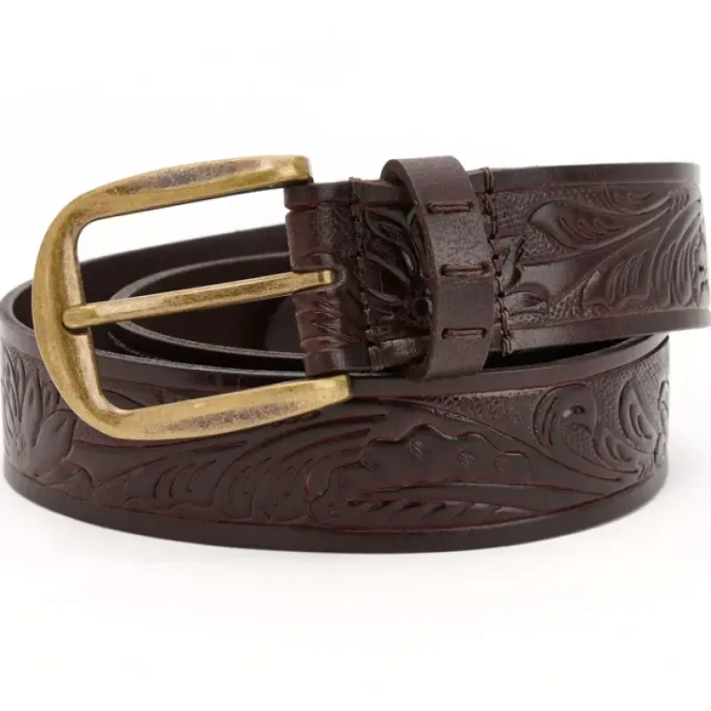 American Leather Co. Hand Tooled Leather Belt w/ Metal Buckle - a world of fashionable women's clothing, including a wide selection of dresses and trendy accessories.< Shop All