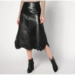 American Leather Co. Reg Midi Skirt with Scalloped Hem - a world of fashionable women's clothing, including a wide selection of dresses and trendy accessories.> Hot