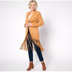 American West by Carolyn Pollack Faux Suede Fringe Jacket - a world of fashionable women's clothing, including a wide selection of dresses and trendy accessories.< Fashion