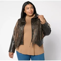 American West by Carolyn Pollack Two Tone Fringe Leather Jacket - a world of fashionable women's clothing, including a wide selection of dresses and trendy accessories.> Store