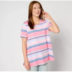 Americana Regular Short Sleeve Striped Tunic - a world of fashionable women's clothing, including a wide selection of dresses and trendy accessories.< Fashion