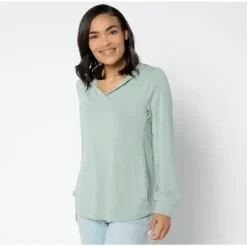 AnyBody Cozy Knit Long Sleeve Hooded Knit Top with Pockets - a world of fashionable women's clothing, including a wide selection of dresses and trendy accessories.< Fashion