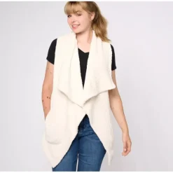 AnyBody Drape Front Cable Plush Fleece Vest - a world of fashionable women's clothing, including a wide selection of dresses and trendy accessories.> Discount