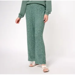 AnyBody Hacci Rib Knit Pant w/ Button Detail - a world of fashionable women's clothing, including a wide selection of dresses and trendy accessories.< Fashion
