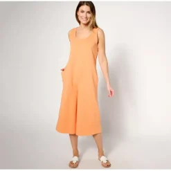 AnyBody Lounge Petite Beach Wash French Terry Crop Jumpsuit - a world of fashionable women's clothing, including a wide selection of dresses and trendy accessories.< Fashion