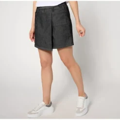 AnyBody Petie Faux Wrap Pull-On Denim Skort - a world of fashionable women's clothing, including a wide selection of dresses and trendy accessories.> Sale