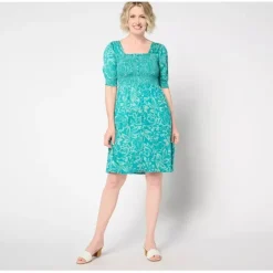 AnyBody Petite Smocked Bodice Knee Length Dress - a world of fashionable women's clothing, including a wide selection of dresses and trendy accessories.< Dresses