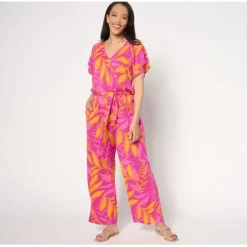 AnyBody Petite Wide Leg Faux Wrap Vacation Jumpsuit - a world of fashionable women's clothing, including a wide selection of dresses and trendy accessories.< Fashion