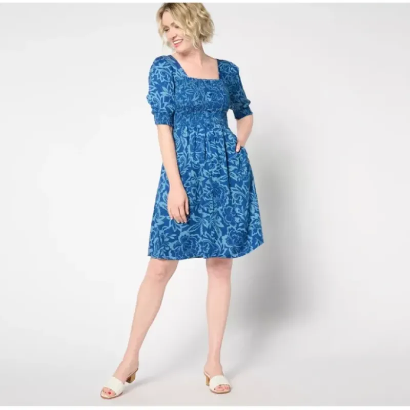 AnyBody Regular Smocked Bodice Knee Length Dress - a world of fashionable women's clothing, including a wide selection of dresses and trendy accessories.< Dresses