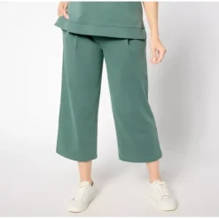 AnyBody Tall Washed French Terry Cropped Wide Leg Pant - a world of fashionable women's clothing, including a wide selection of dresses and trendy accessories.< Fashion