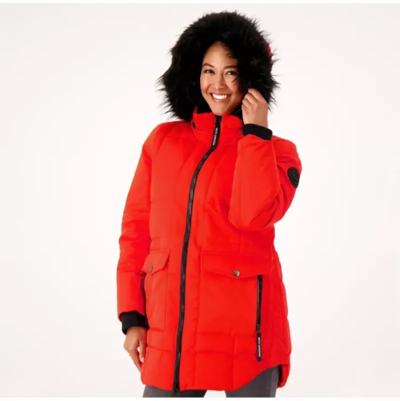 Arctic Expedition Curved Hem Down Parka w/ Square Quilting - a world of fashionable women's clothing, including a wide selection of dresses and trendy accessories.> Hot