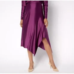 Attitudes by Renee Fluid Satin Petite Asymmetric Hem Skirt - a world of fashionable women's clothing, including a wide selection of dresses and trendy accessories.> Store