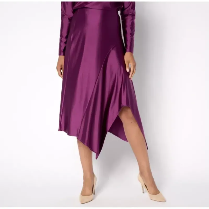 Attitudes by Renee Fluid Satin Petite Asymmetric Hem Skirt - a world of fashionable women's clothing, including a wide selection of dresses and trendy accessories.> Store