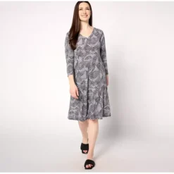 Attitudes by Renee Petite Como Jersey 3/4 Sleeve Dress - a world of fashionable women's clothing, including a wide selection of dresses and trendy accessories.< Dresses