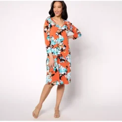 Attitudes by Renee Regular Como Jersey 3/4 Sleeve Dress - a world of fashionable women's clothing, including a wide selection of dresses and trendy accessories.< Dresses