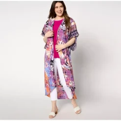 Attitudes by Renee Regular Border Print Duster - a world of fashionable women's clothing, including a wide selection of dresses and trendy accessories.> Clearance