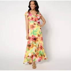 Attitudes by Renee Regular Mesh Ruffle Maxi Dress - a world of fashionable women's clothing, including a wide selection of dresses and trendy accessories.< Dresses