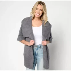 Barefoot Dreams CozyTwist Short Sleeve Sweater Coat - a world of fashionable women's clothing, including a wide selection of dresses and trendy accessories.> Fashion