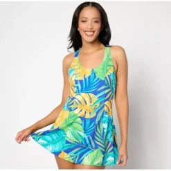 Beach Scoop Neck Swim Dress with Seaming Detail - a world of fashionable women's clothing, including a wide selection of dresses and trendy accessories.< Dresses