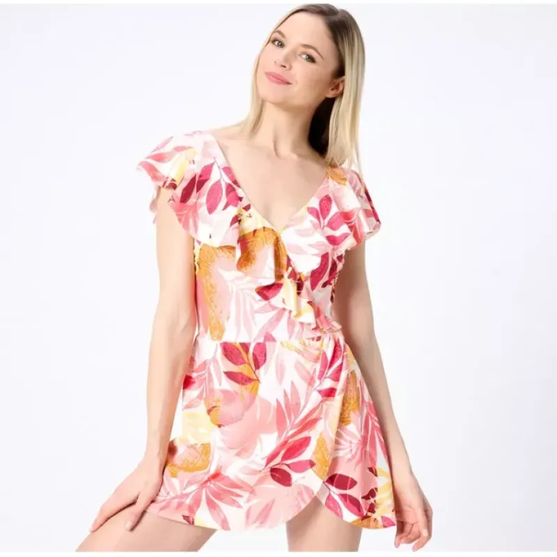 Beach Surplice Flounce Sleeve Swim Dress - a world of fashionable women's clothing, including a wide selection of dresses and trendy accessories.< Dresses