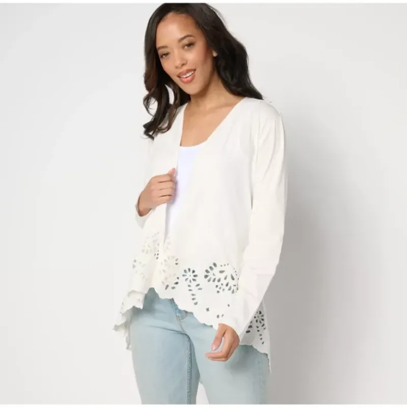 BEAUTIFUL by Lawrence Zarian Knit Eyelet Open-Front Cardigan - a world of fashionable women's clothing, including a wide selection of dresses and trendy accessories.> Clearance