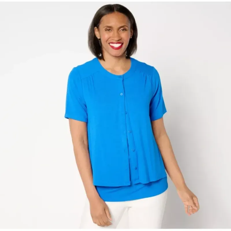 BEAUTIFUL by Lawrence Zarian Button Front Short Sleeve Cardigan - a world of fashionable women's clothing, including a wide selection of dresses and trendy accessories.< Dresses