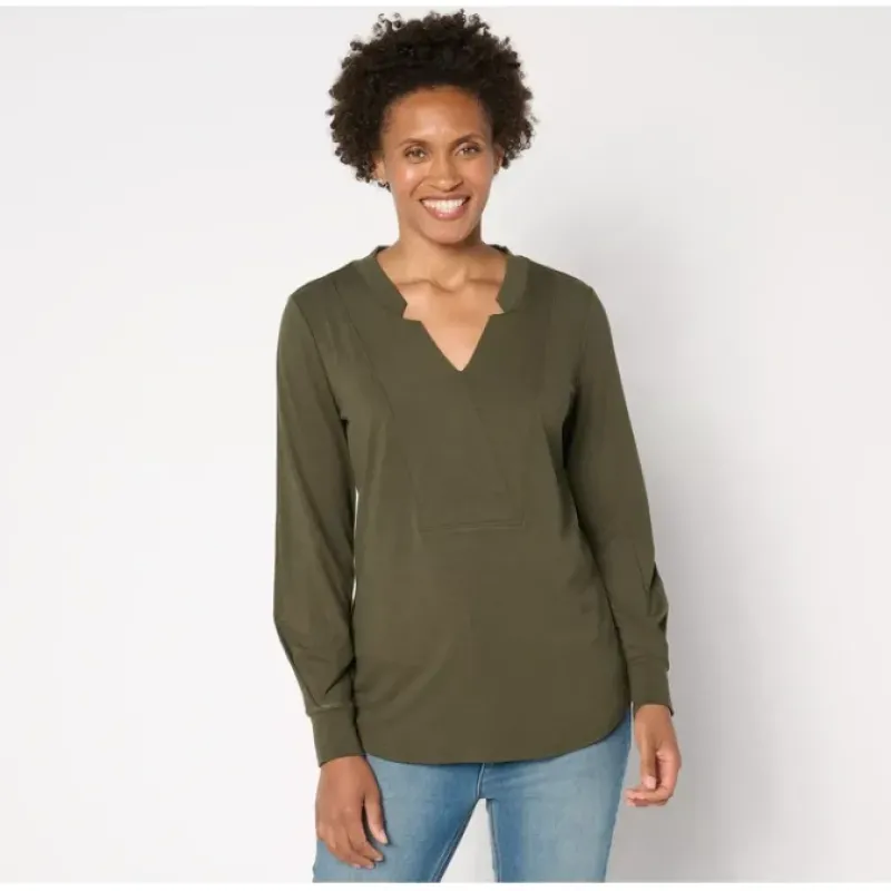 BEAUTIFUL by Lawrence Zarian Overlap V-Neck Long Sleeve Top - a world of fashionable women's clothing, including a wide selection of dresses and trendy accessories.< Dresses