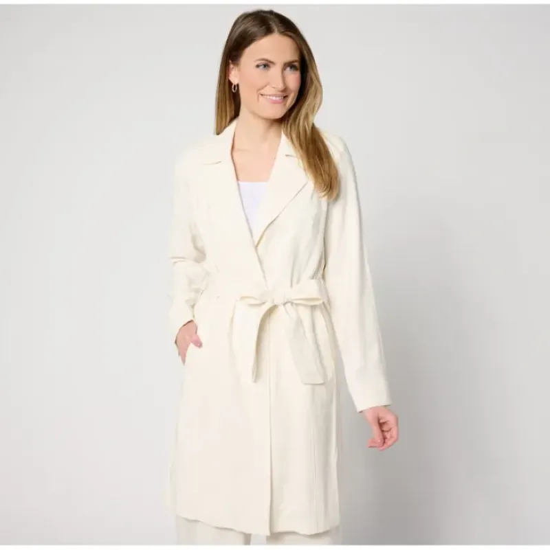 BEAUTIFUL by Lawrence Zarian Petite Drapey Belted Trench Coat - a world of fashionable women's clothing, including a wide selection of dresses and trendy accessories.> Discount