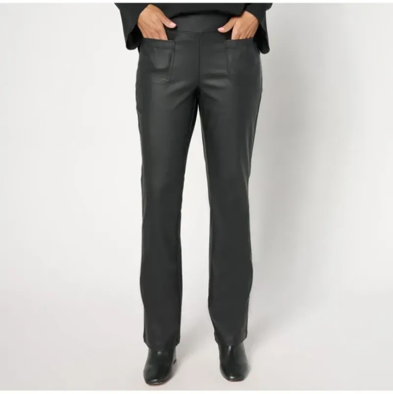 Belle by Kim Gravel Tall Rebelleious Coated Twill Baby Boot Pant - a world of fashionable women's clothing, including a wide selection of dresses and trendy accessories.> Clearance