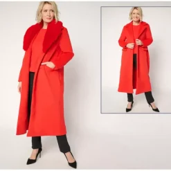 by Stacy London Faux Wool Coat with Addable Faux Fur Collar - a world of fashionable women's clothing, including a wide selection of dresses and trendy accessories.> Clearance
