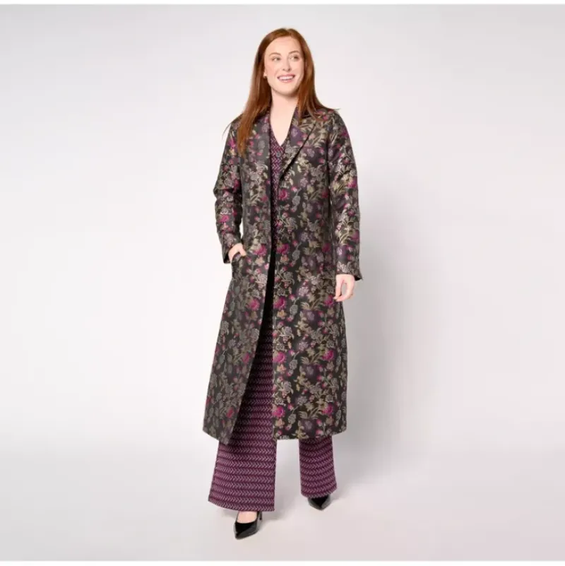 by Stacy London Petite Floral Brocade Topcoat - a world of fashionable women's clothing, including a wide selection of dresses and trendy accessories.> Outlet