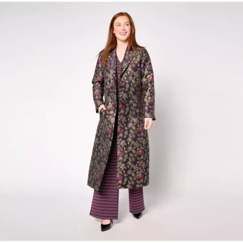 by Stacy London Regular Floral Brocade Topcoat - a world of fashionable women's clothing, including a wide selection of dresses and trendy accessories.> New