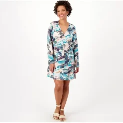 Candace Cameron Bure Regular Coastal Linen Blend Wrap Dress - a world of fashionable women's clothing, including a wide selection of dresses and trendy accessories.< Dresses