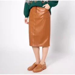 Canyon Retreat Snap Front Faux Leather Skirt - a world of fashionable women's clothing, including a wide selection of dresses and trendy accessories.> Online