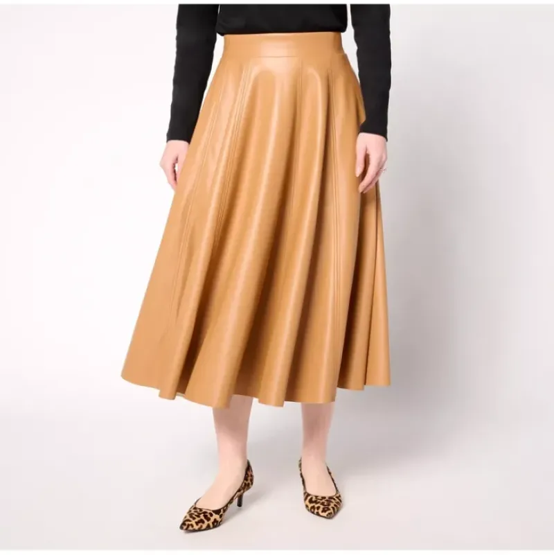 Carla Rockmore Collection Petite Faux Leather Circle Skirt - a world of fashionable women's clothing, including a wide selection of dresses and trendy accessories.> Best