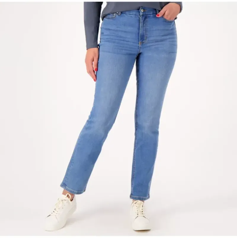Easy Stretch Denim Regular Straight Jean - a world of fashionable women's clothing, including a wide selection of dresses and trendy accessories.> Hot