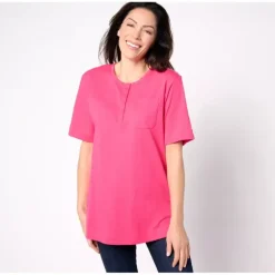 Essentials Regular True Cotton Jersey Henley Tunic - a world of fashionable women's clothing, including a wide selection of dresses and trendy accessories.> Flash Sale