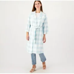 Girl With Curves Petite 3/4-Sleeve Wrap Coat with Tie Waist - a world of fashionable women's clothing, including a wide selection of dresses and trendy accessories.> Online