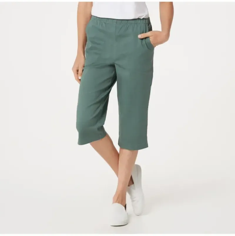 "How Timeless" Stretch Twill 2 Pocket Pedal Pushers - a world of fashionable women's clothing, including a wide selection of dresses and trendy accessories.> Cheap