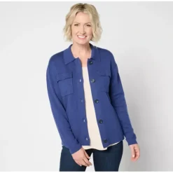 Isaac Mizrahi Live! Button Front Sweater Jacket with Collar - a world of fashionable women's clothing, including a wide selection of dresses and trendy accessories.> Best Sale