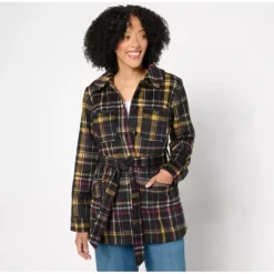 Isaac Mizrahi Live! Petite Estate Faux Wool Plaid Jacket - a world of fashionable women's clothing, including a wide selection of dresses and trendy accessories.> Clearance