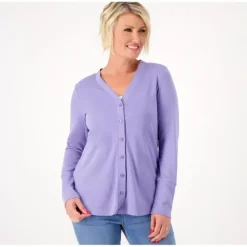 Isaac Mizrahi Live Regular Essentials Pima Cotton Button Front Cardigan - a world of fashionable women's clothing, including a wide selection of dresses and trendy accessories.> Cheap